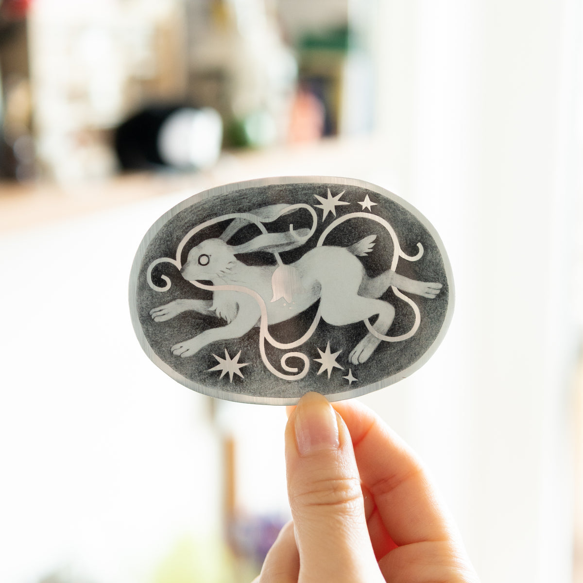 Hare Brushed Silver Sticker